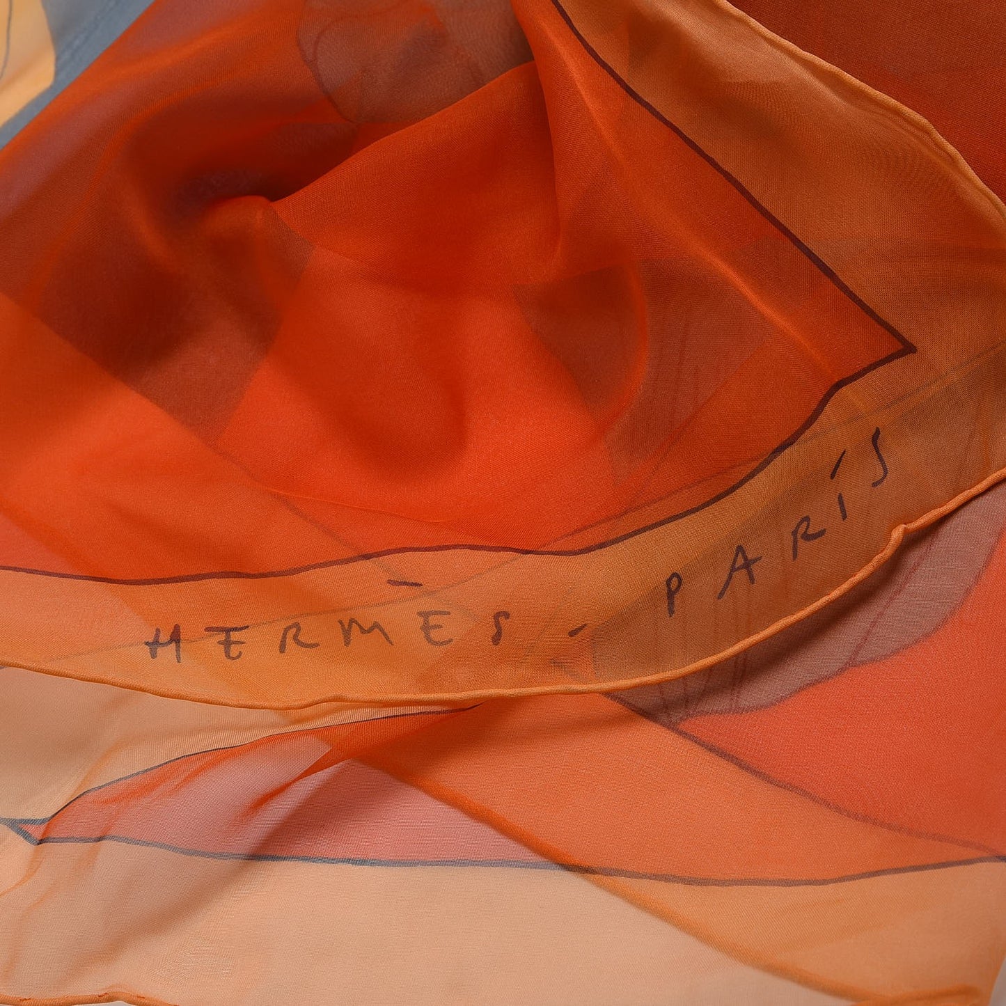 Silk Mousseline Etude Un Iris Arc Shawl 140 Abricot Vert Orange