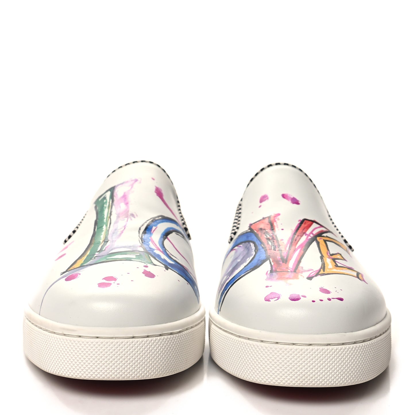 Calfskin Womens Loubi Love Flat Sneakers 36.5 White Multicolor