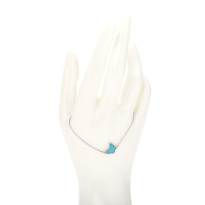 Van Cleef & Arpels 18K White Gold Turquoise Sweet Alhambra Butterfly Bracelet 2 of 5