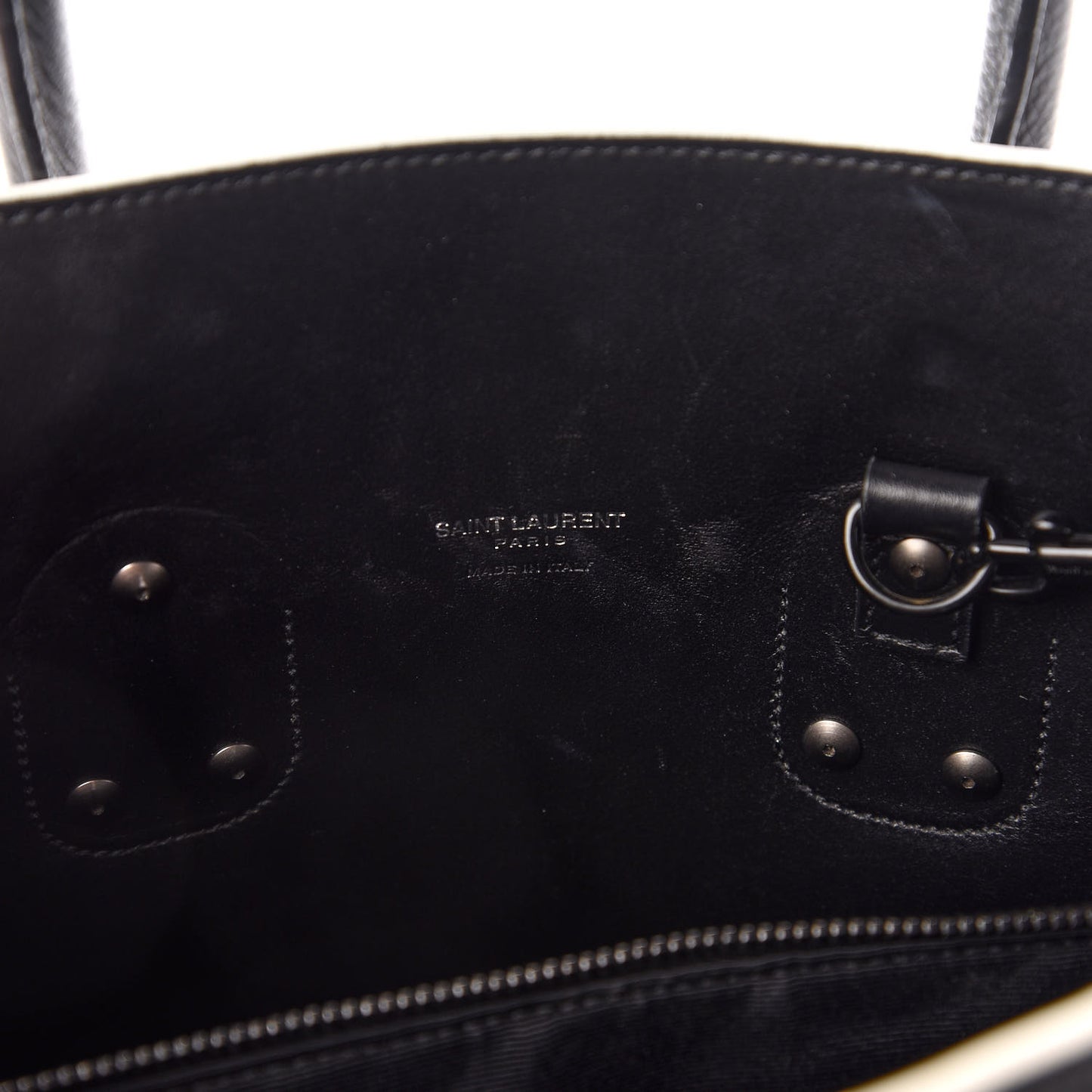 Grained Calfskin Topstitch Small Sac De Jour Black Porcelain