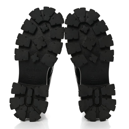 Prada Spazzolato Rois Re-Nylon Metal Triangle Logo Mens Monolith Pouch Pocket 60mm Combat Boots 7 Black 6 of 13