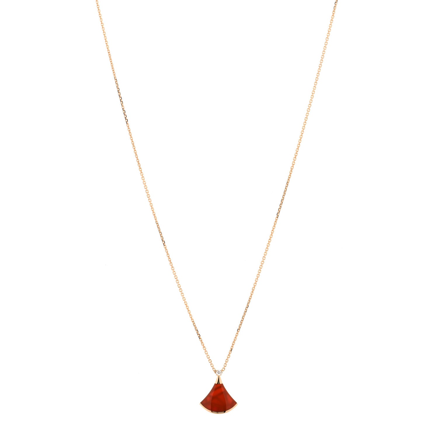 Bulgari 18K Rose Gold Diamond Carnelian Divas' Dream Pendant Necklace 1 of 3