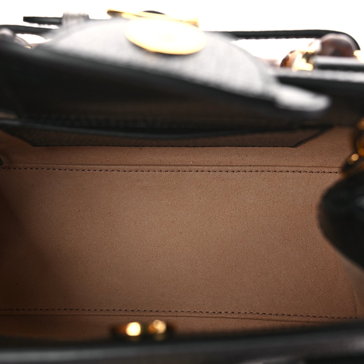 Textured Dollar Calfskin Web Mini Diana Tote Bag Black