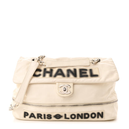 Chanel Calfskin Large Expandable Paris London Flap Bag White 1 of 11