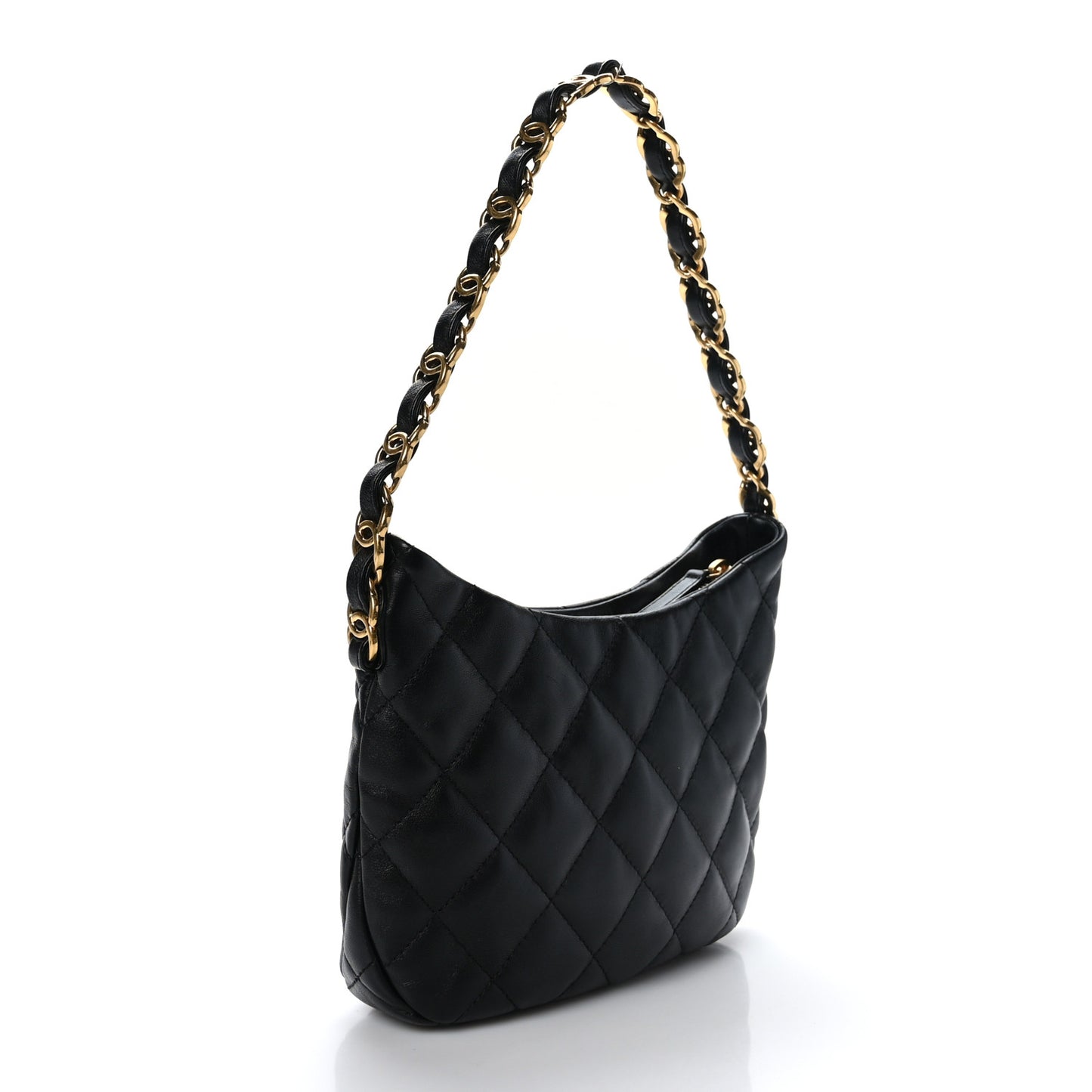 Lambskin Quilted CC Links Hobo Black