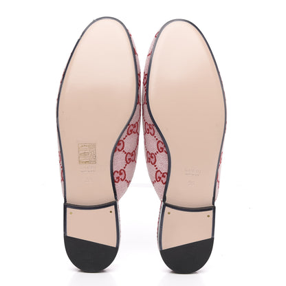 Gucci Canvas GG Monogram Horsebit Womens Princetown Slippers 39 Gardenia Hibiscus Red 5 of 9