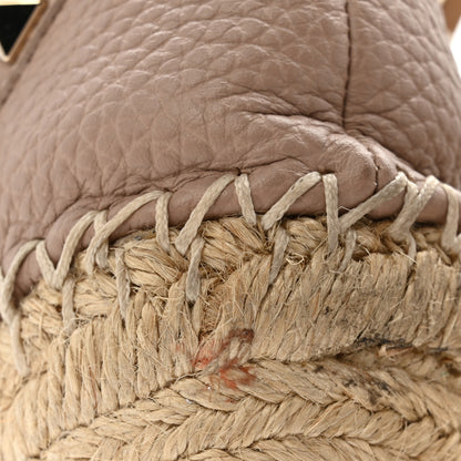 Valentino Garavani Grained Calfskin Rockstud Ankle Strap Espadrille 15/105mm Wedge Sandals 35 Rose Quartz Natural 11 of 13