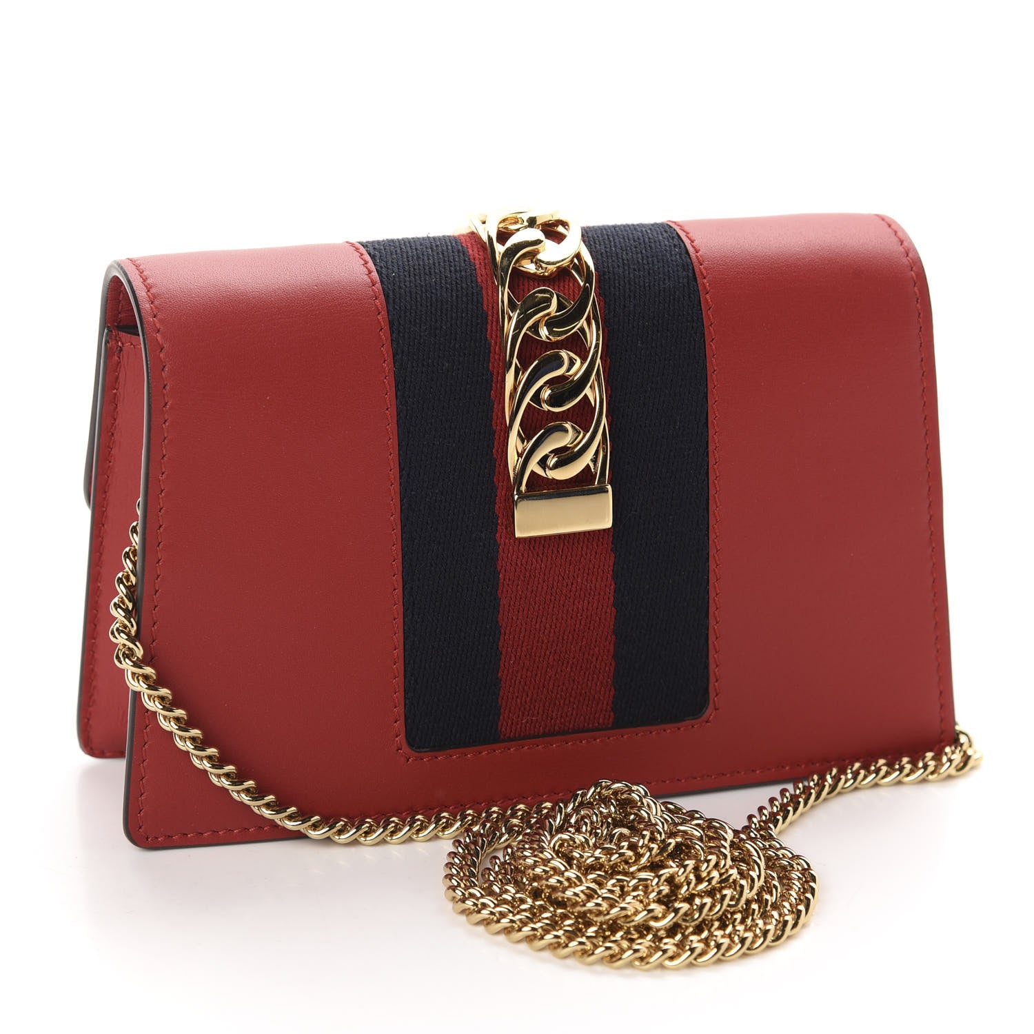 Gucci Calfskin Super Mini Sylvie Chain Shoulder Bag Hibiscus Red 3 of 10