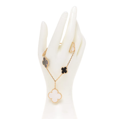 Van Cleef & Arpels 18K Yellow Gold Grey Mother of Pearl Black Onyx 5 Motifs Magic Alhambra Bracelet 2 of 6