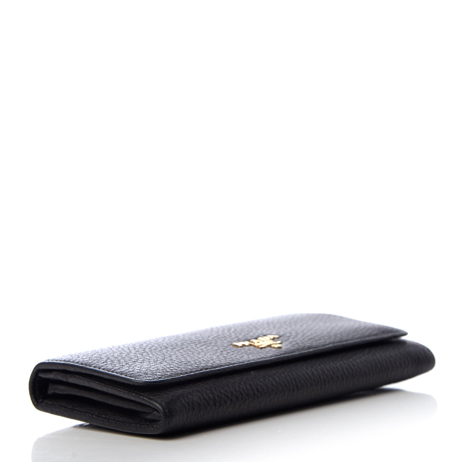 Prada Vitello Daino Continental Flap Wallet Black 5 of 8