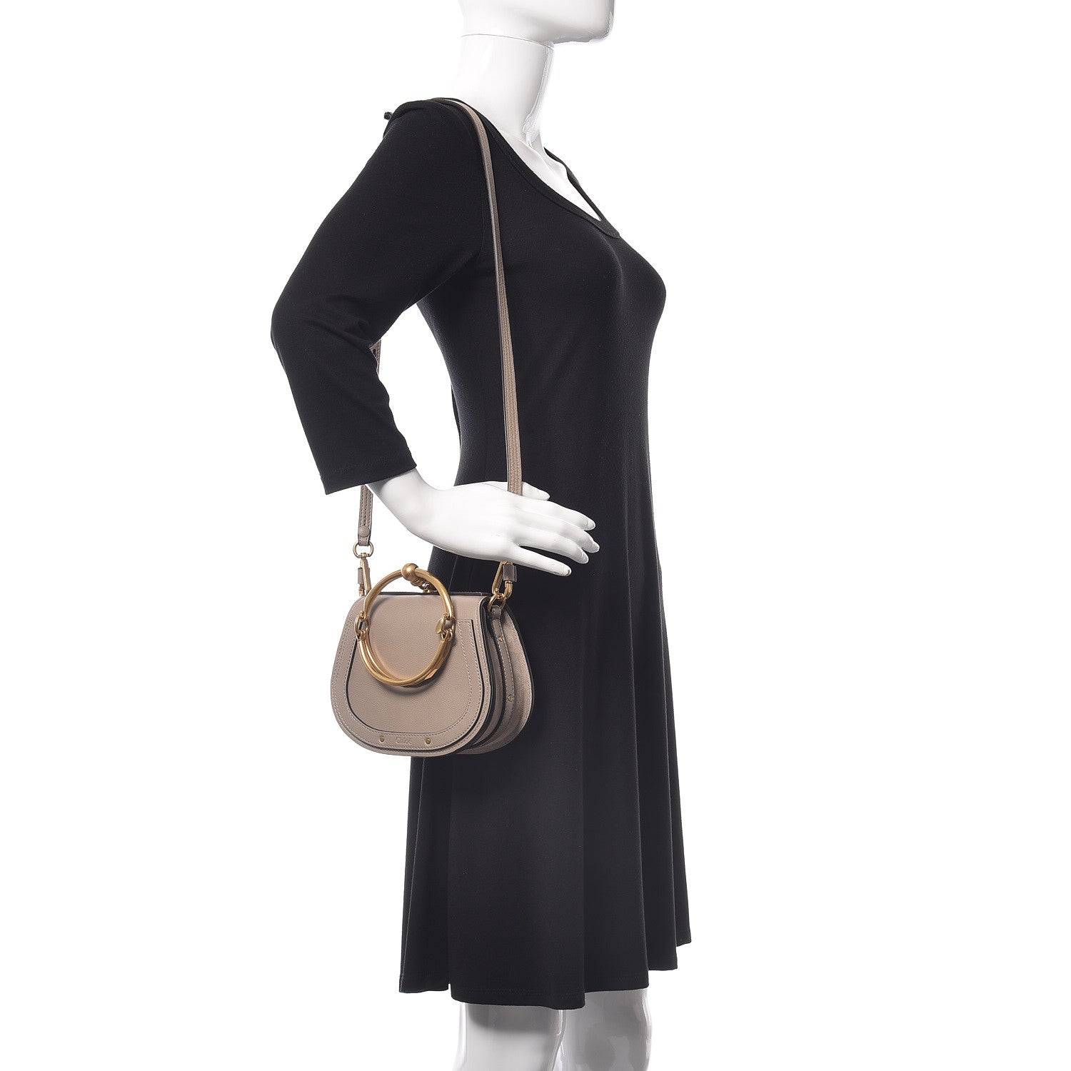 Chloe Calfskin Suede Small Nile Bracelet Bag Motty Grey 2 of 9