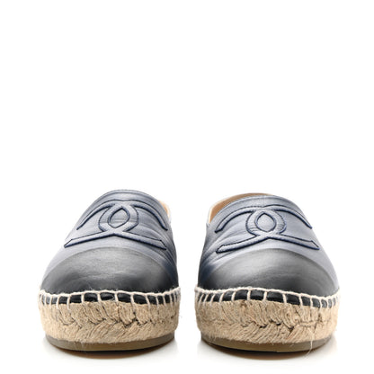 Chanel Lambskin CC Espadrilles 38 Navy Black 2 of 10