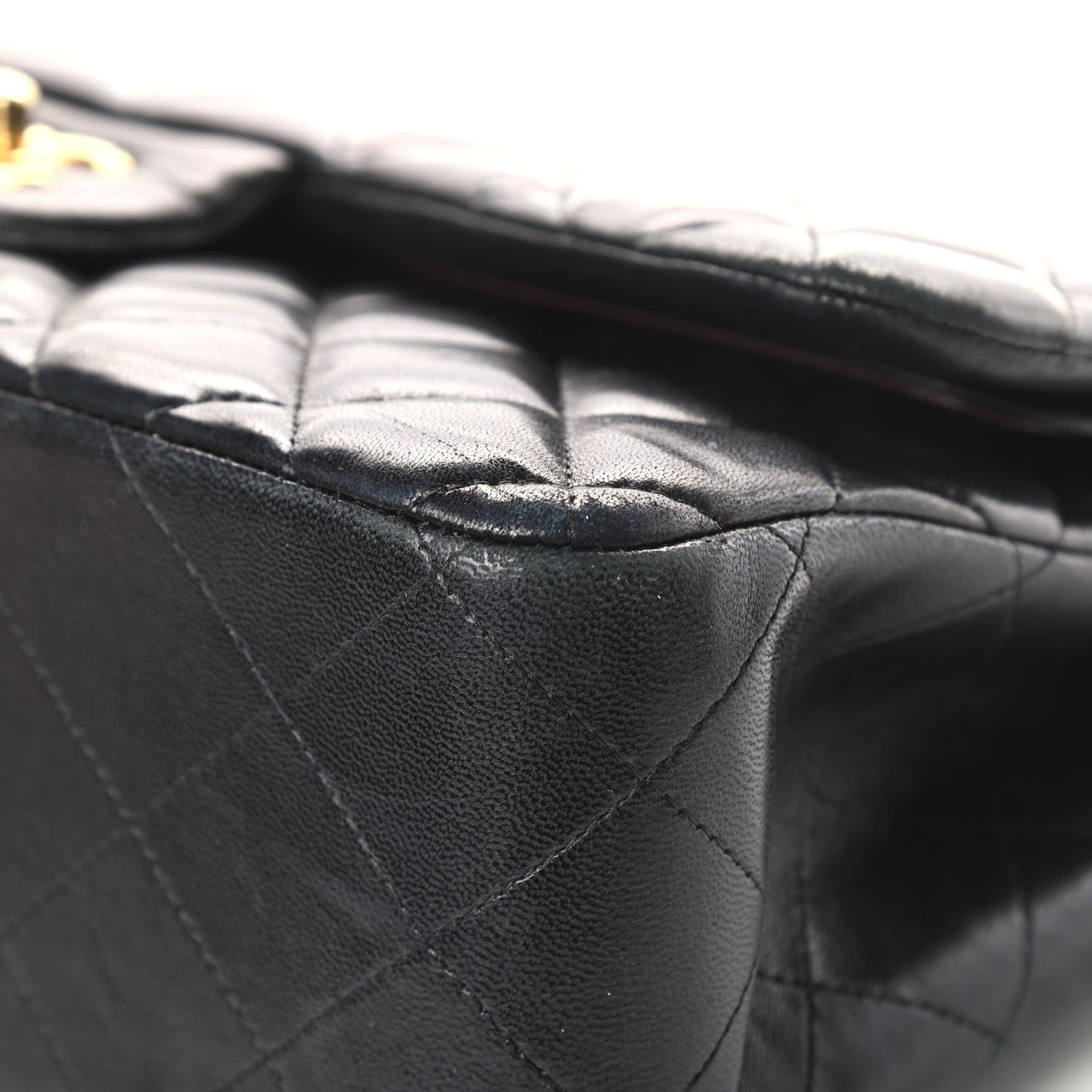 Lambskin Quilted Jumbo Double Flap Black