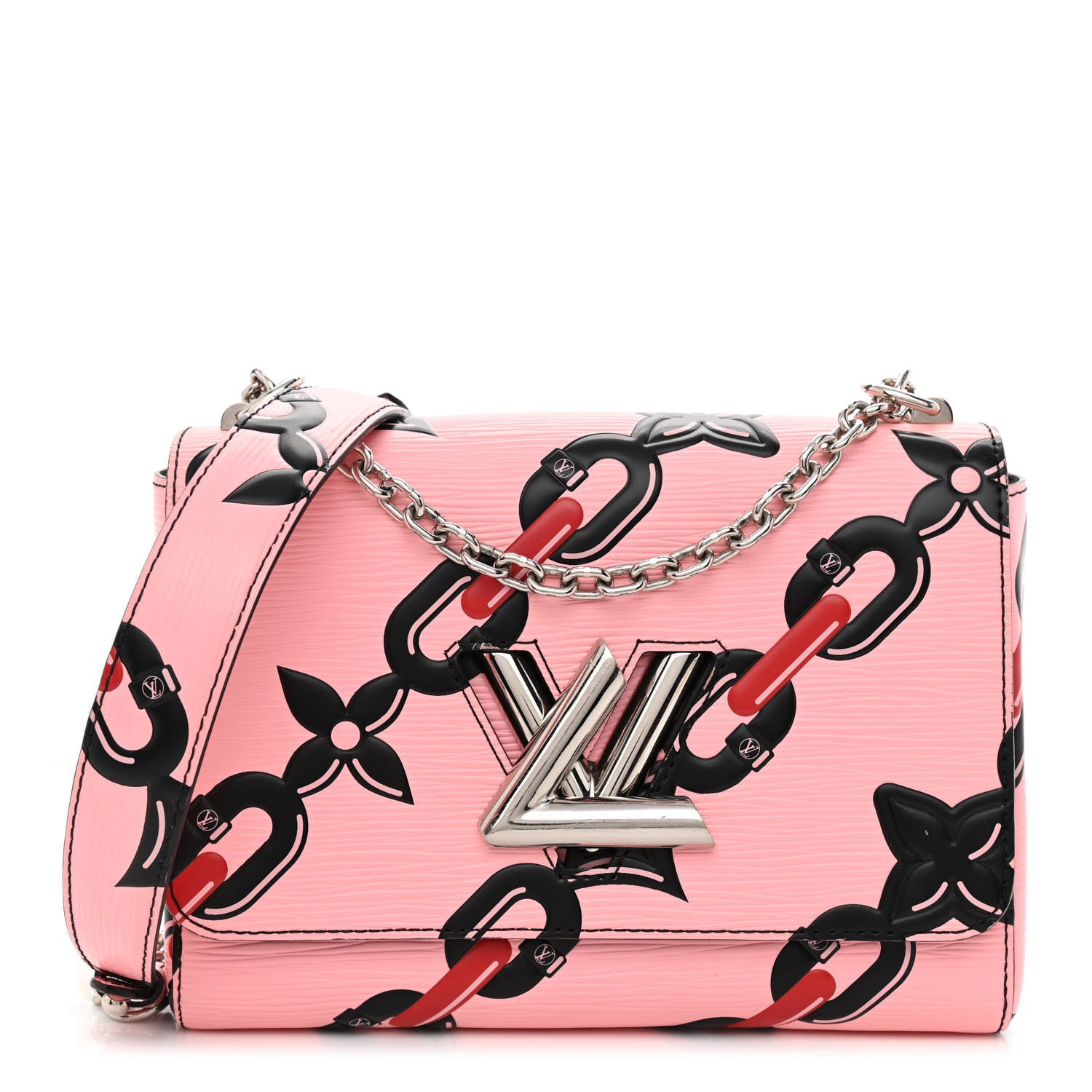 Louis Vuitton Epi Chain Flower Twist Shoulder Bag MM Pink 3 of 12