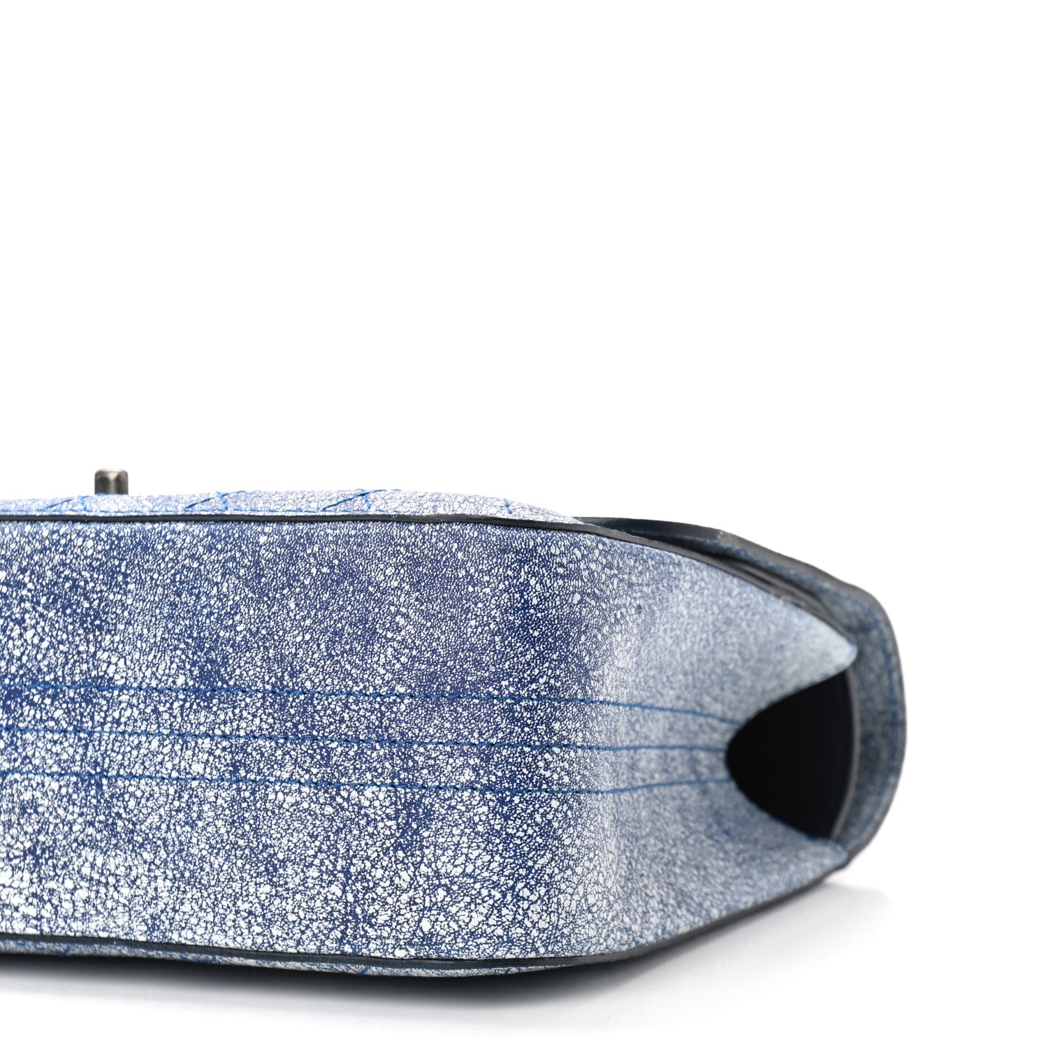 Chanel Crackled Calfskin Jumbo Double Flap Blue 6 of 10