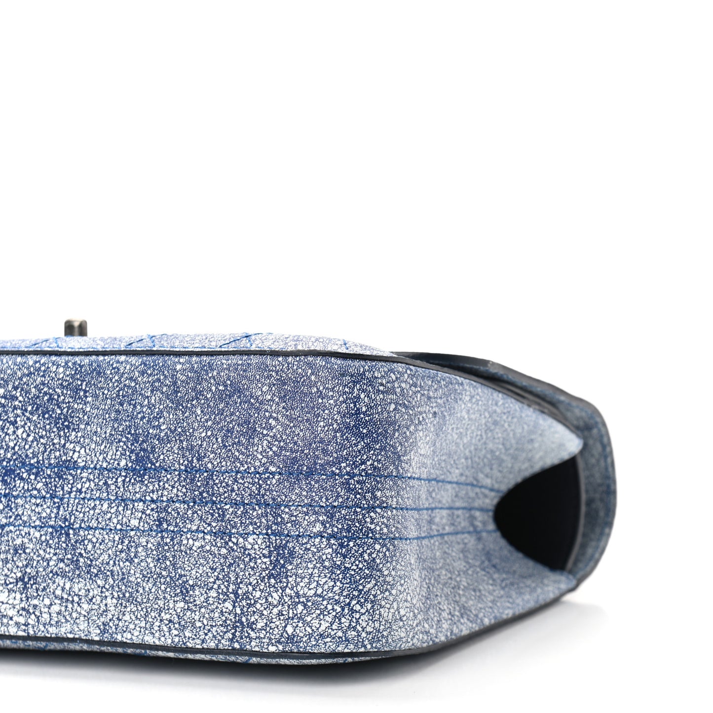 Crackled Calfskin Jumbo Double Flap Blue