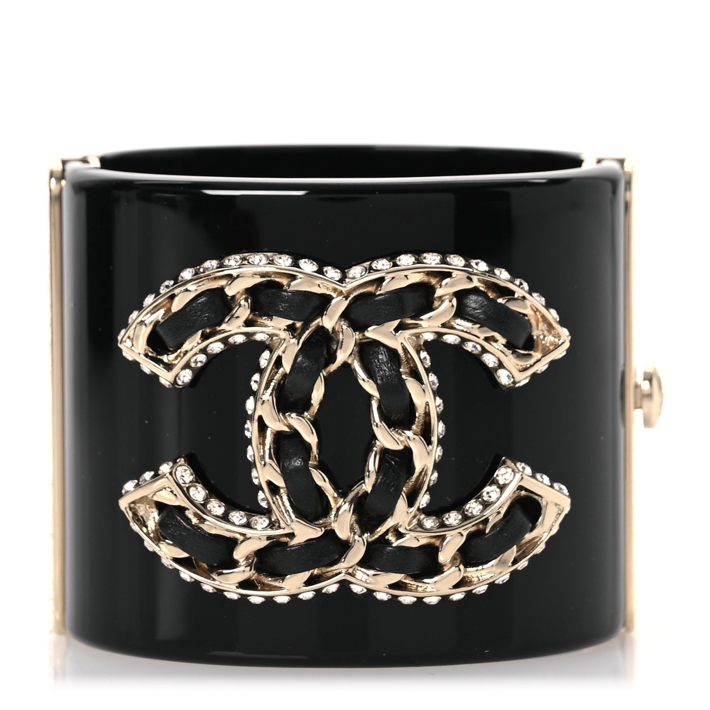 Resin Crystal Lambskin CC Cuff Black