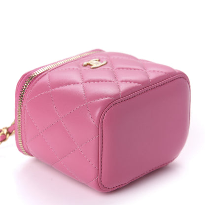 Chanel Lambskin Quilted Pearl Crush Mini Vanity Case With Chain Pink 4 of 11