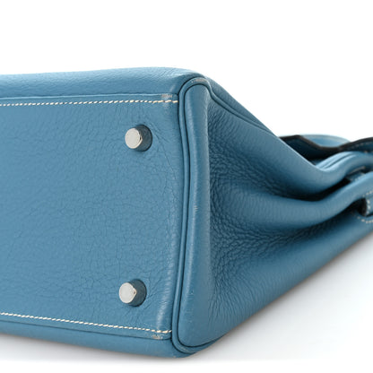 Hermes Taurillon Clemence Kelly Retourne 28 Bleu Jean 10 of 14