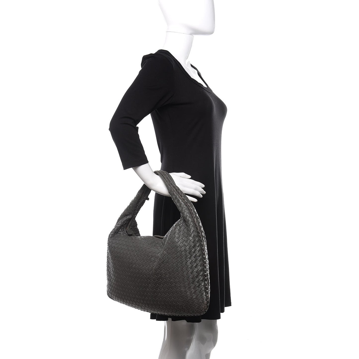Nappa Intrecciato Large Veneta Hobo Grey
