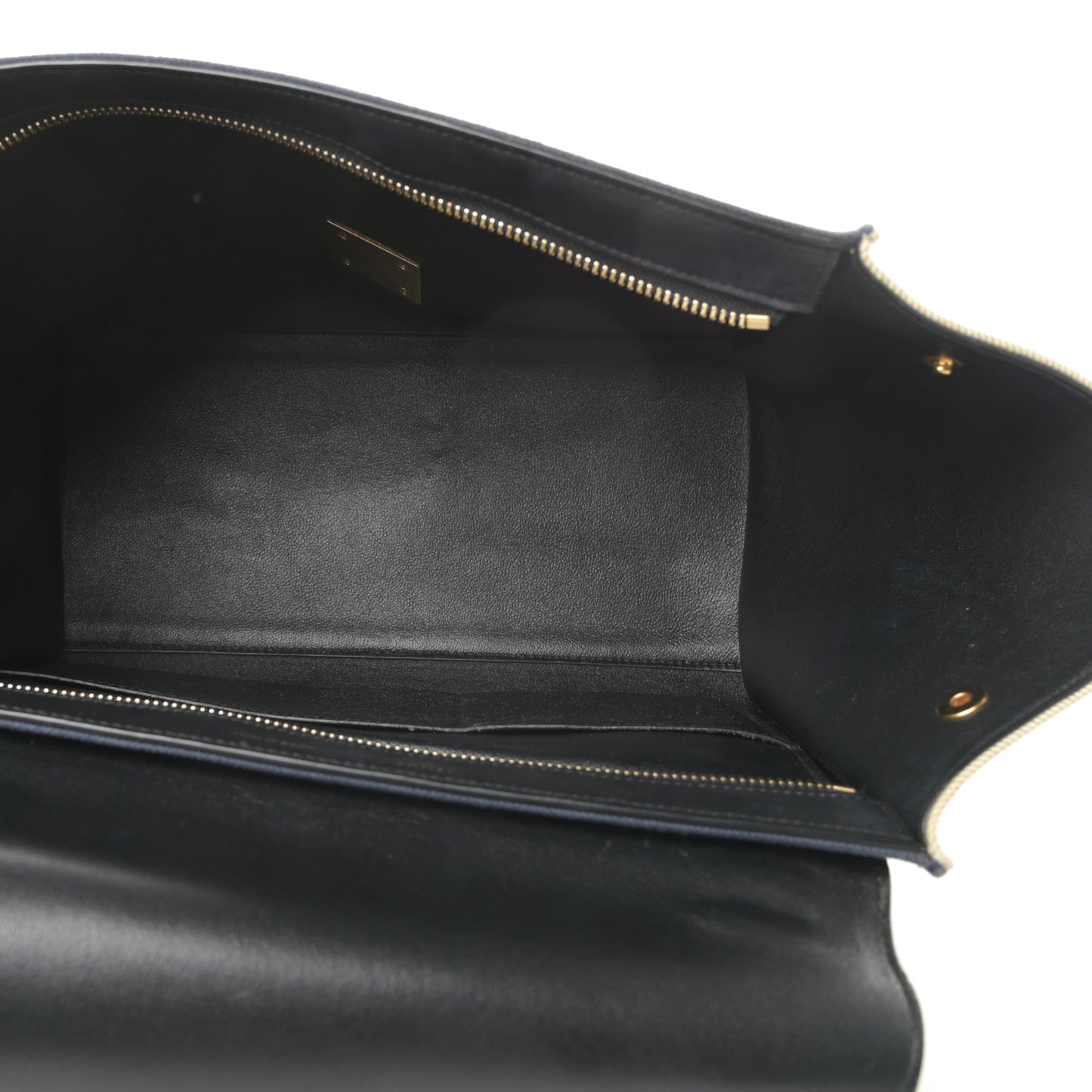 Smooth Calfskin Linen Small Tri-Color Trapeze Black Navy Blue