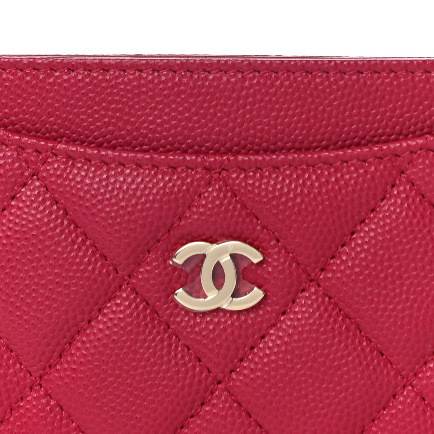Caviar Quilted Card Holder Dark Pink
