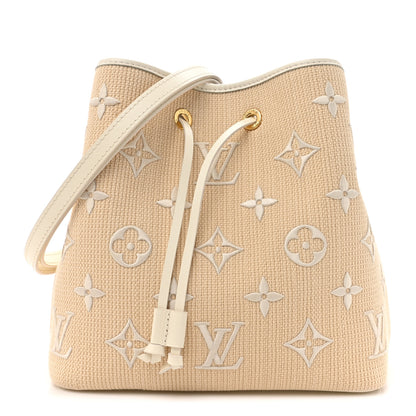 Louis Vuitton Cotton Monogram Embroidered Neonoe MM Beige White 1 of 9
