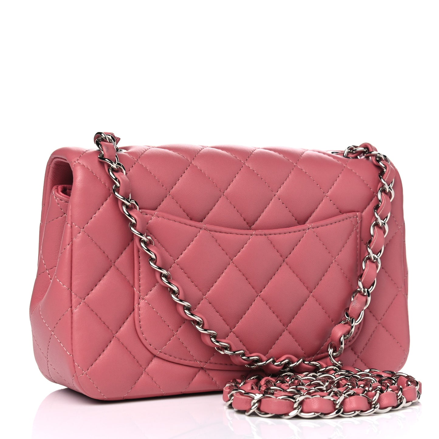 Lambskin Quilted Mini Rectangular Flap Pink