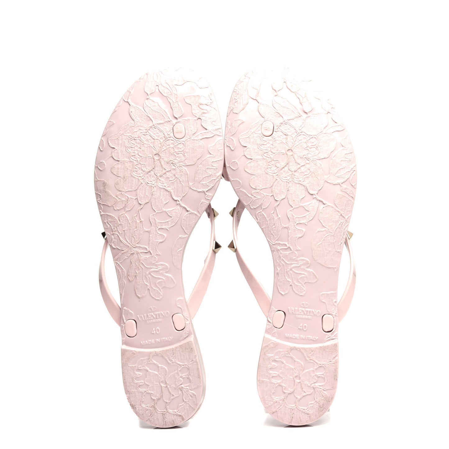 PVC Jelly Rockstud Bow Thong Sandals 40 Water Rose