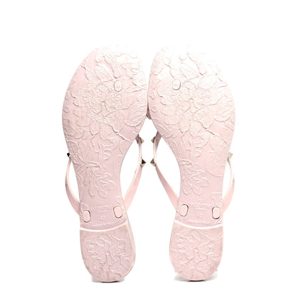 Valentino Garavani PVC Jelly Rockstud Bow Thong Sandals 40 Water Rose 6 of 10