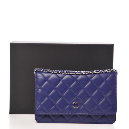 Chanel Lambskin Quilted Wallet On Chain WOC Dark Blue 12 of 12