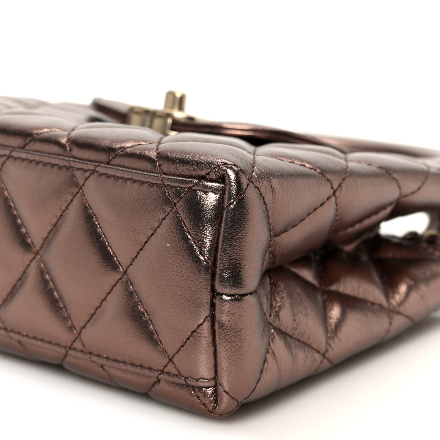 Chanel Metallic Aged Calfskin Quilted Nano Kelly Shopper Bronze