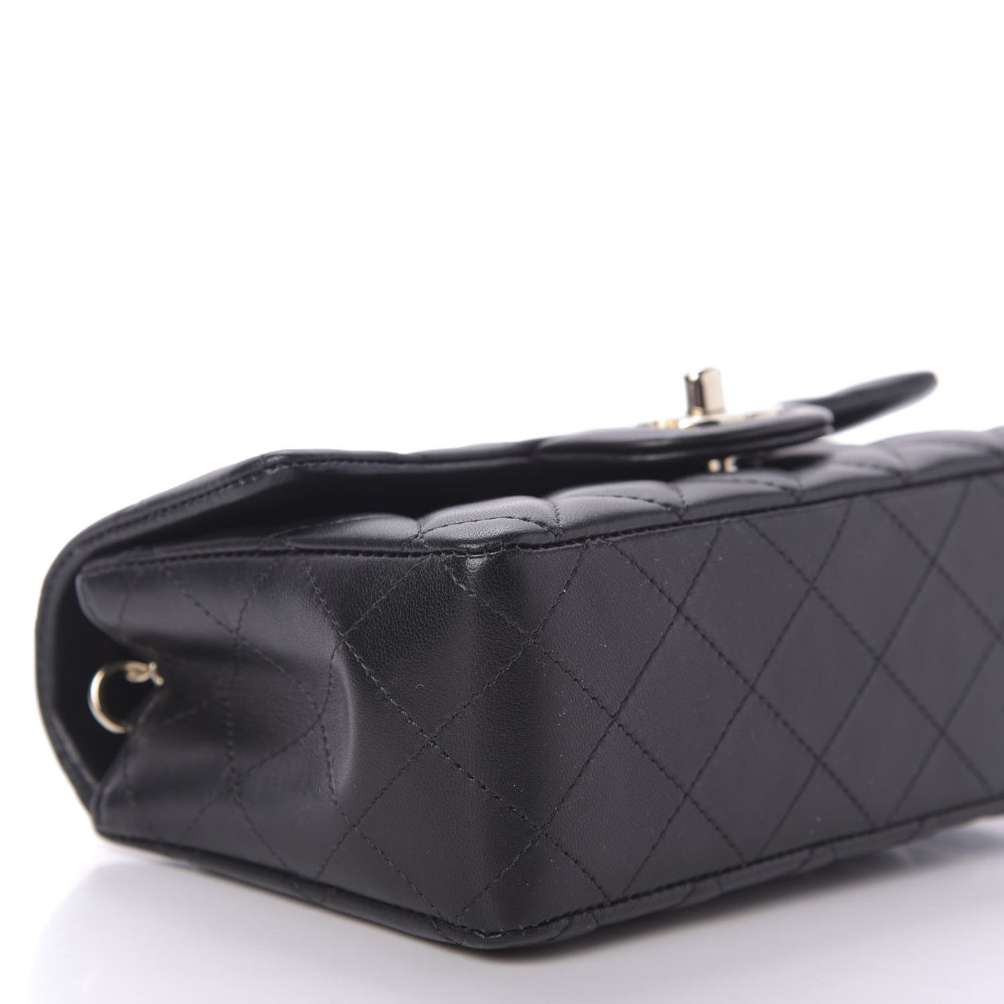 Lambskin Quilted Mini Rectangular Flap Black