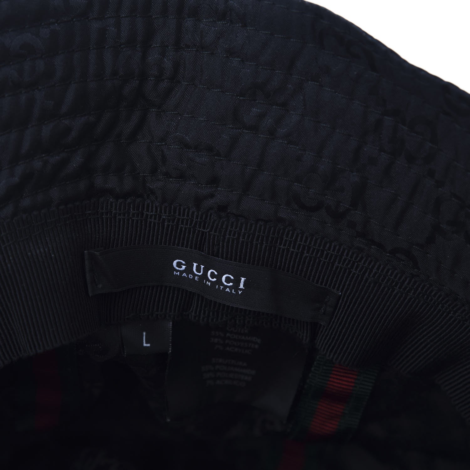 Gucci Nylon Monogram Bucket Hat L Black 5 of 5