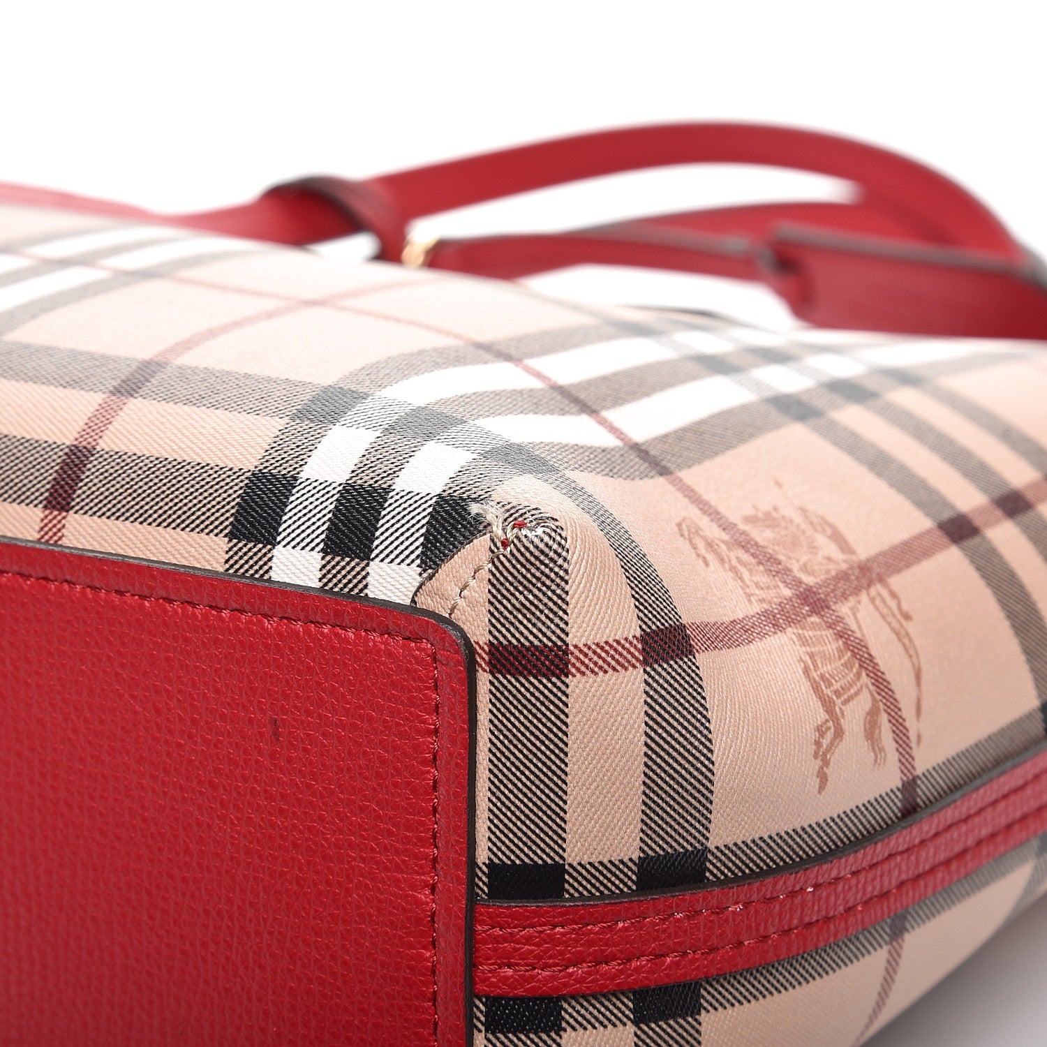 Burberry Haymarket Check Small Reversible Tote Poppy Red 11 of 13