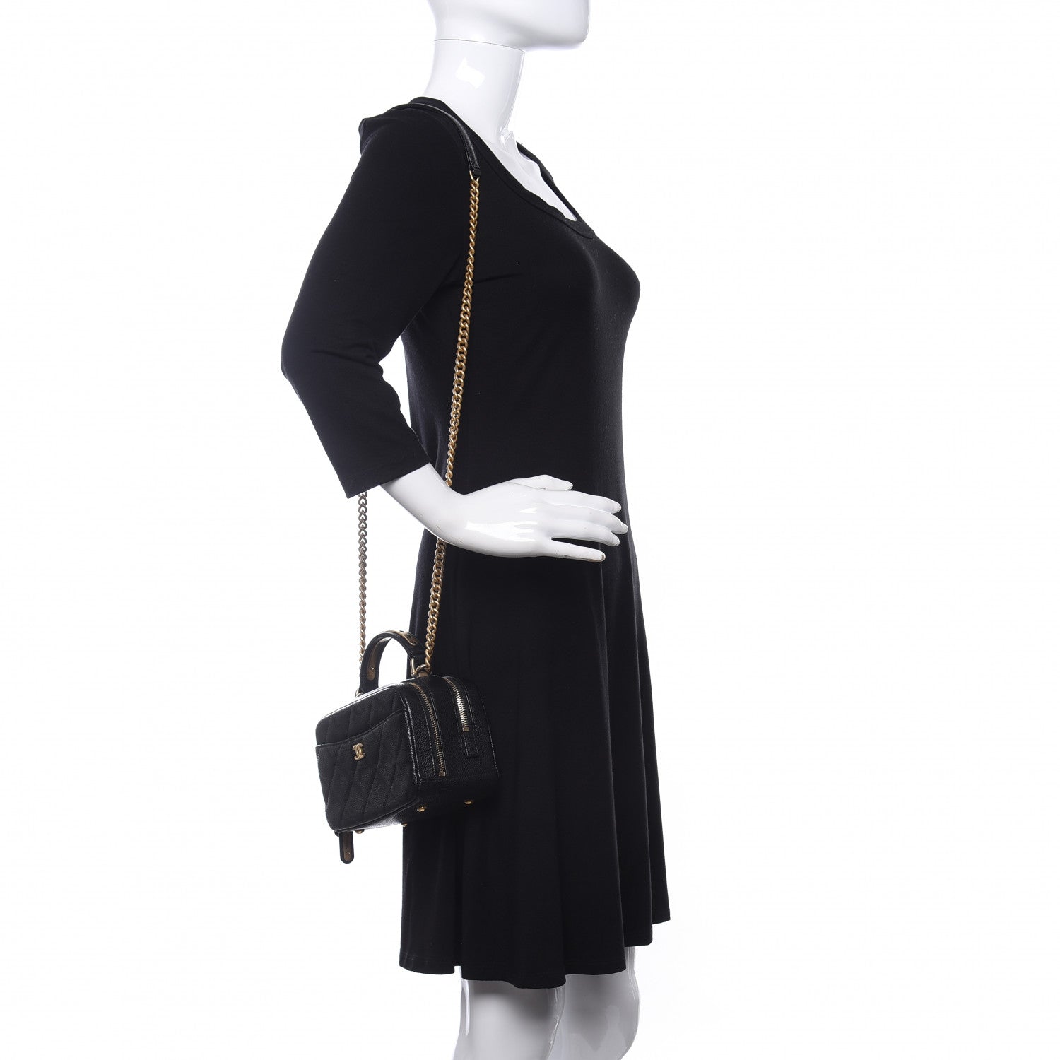Chanel Caviar Quilted Mini Carry Around Bowling Bag Black 2 of 12