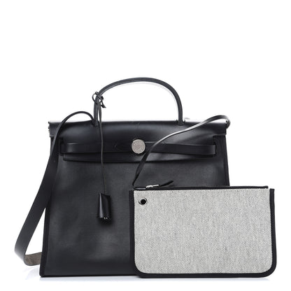 Hermes Toile H Berline Vache Hunter Herbag Zip PM 31 Black Ecru 1 of 19