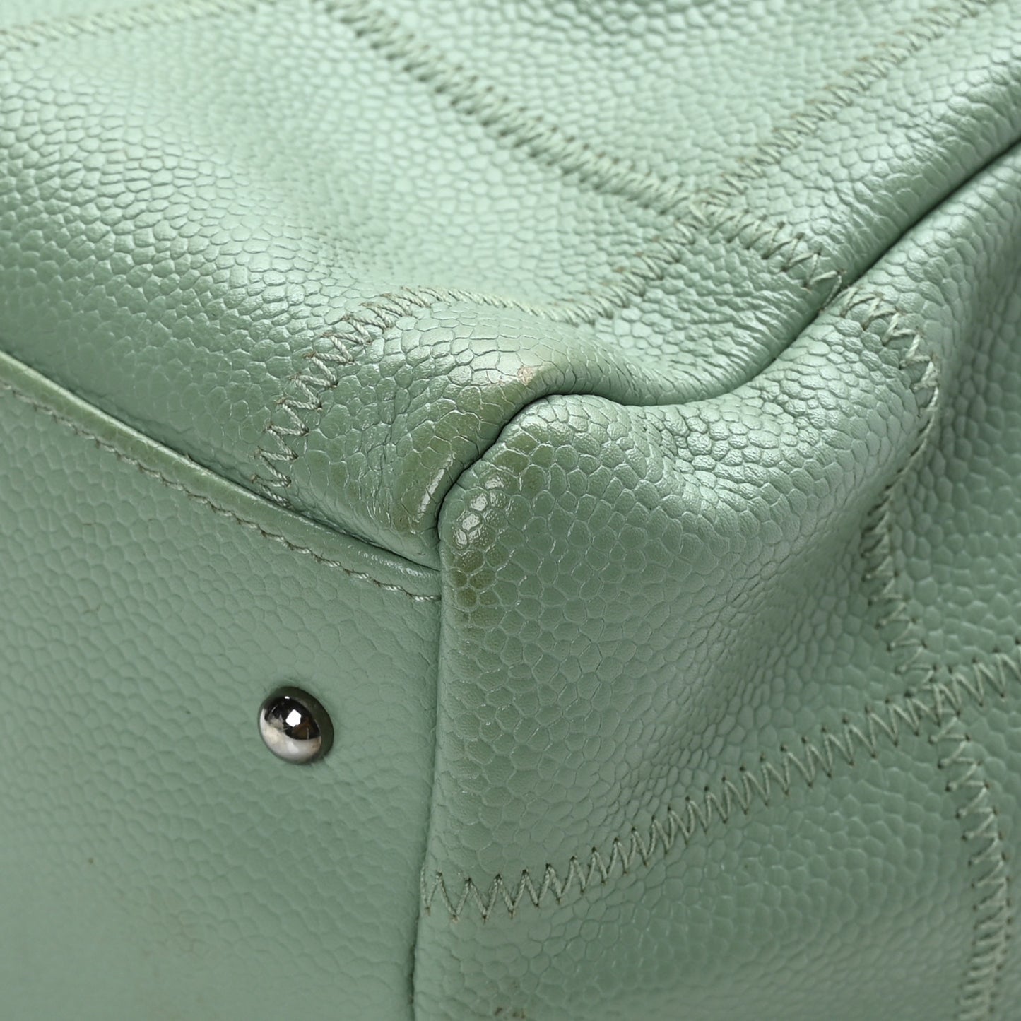 Caviar Square Stitched Bowler Light Green