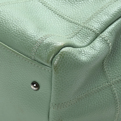 Chanel Caviar Square Stitched Bowler Light Green 9 of 13