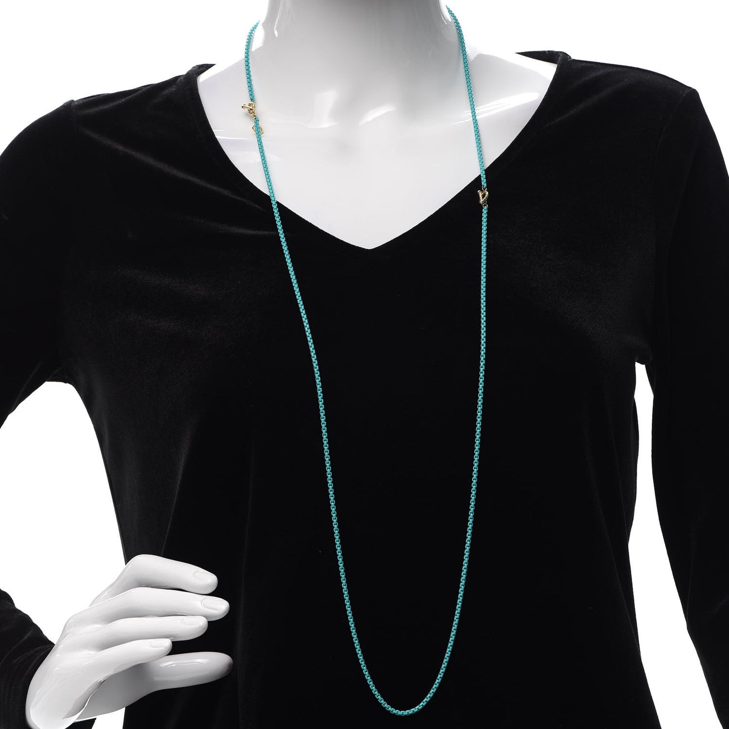 Stainless Steel 14K Yellow Gold Acrylic Bel Aire Chain Necklace Turquoise