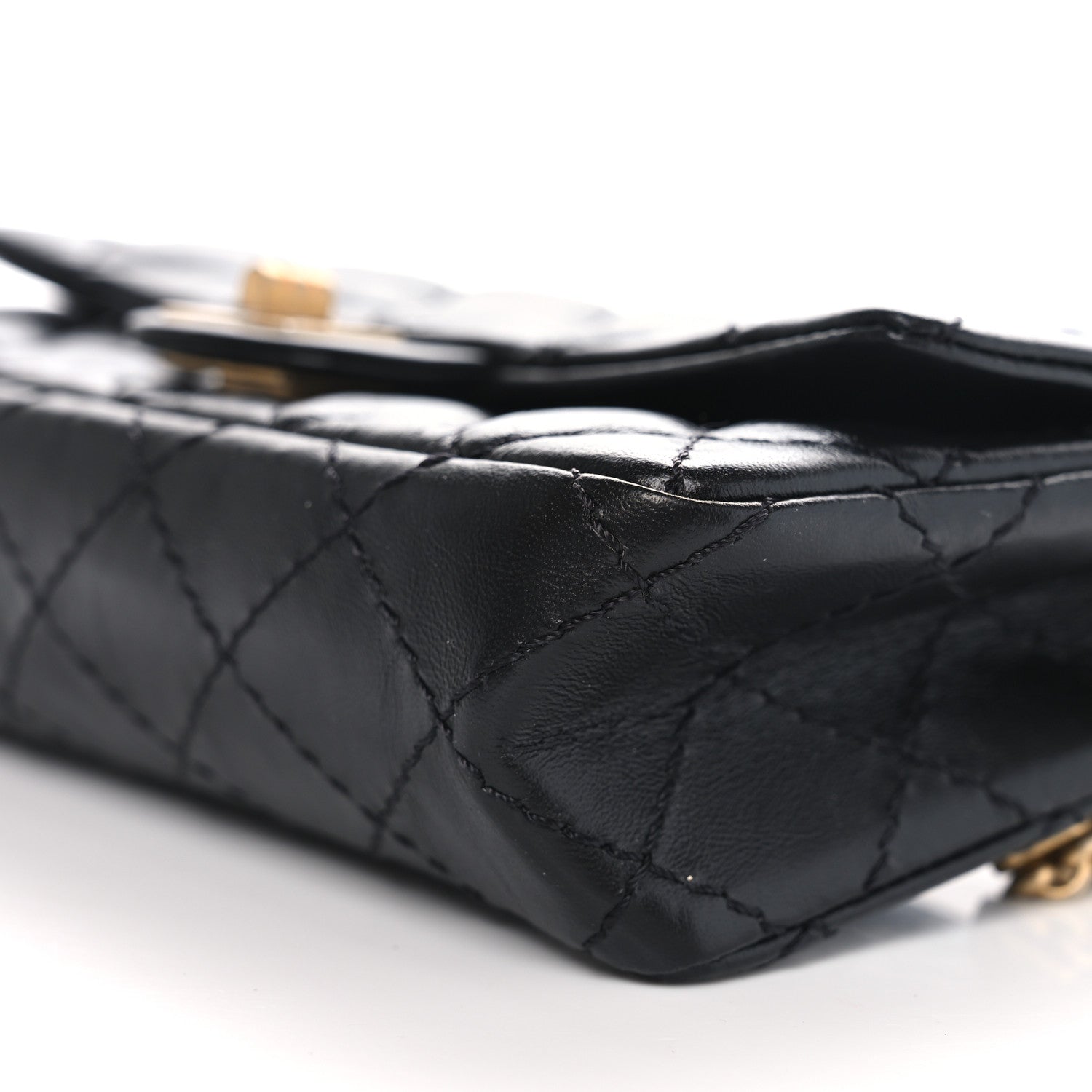 Chanel Aged Calfskin Quilted 2.55 Reissue Flap Belt Bag Clutch Black 10 of 11