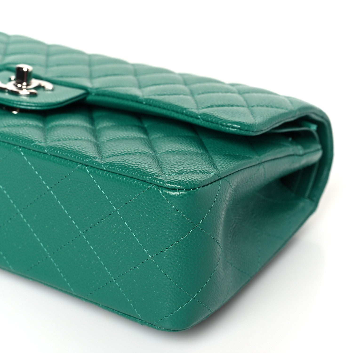 Chanel Caviar Quilted Medium Double Flap Green 9 of 10