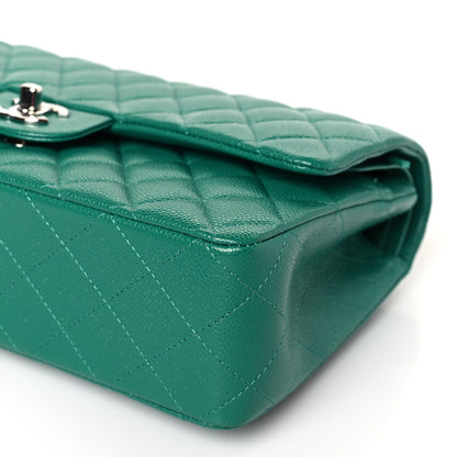 Chanel Caviar Quilted Medium Double Flap Green 9 of 10
