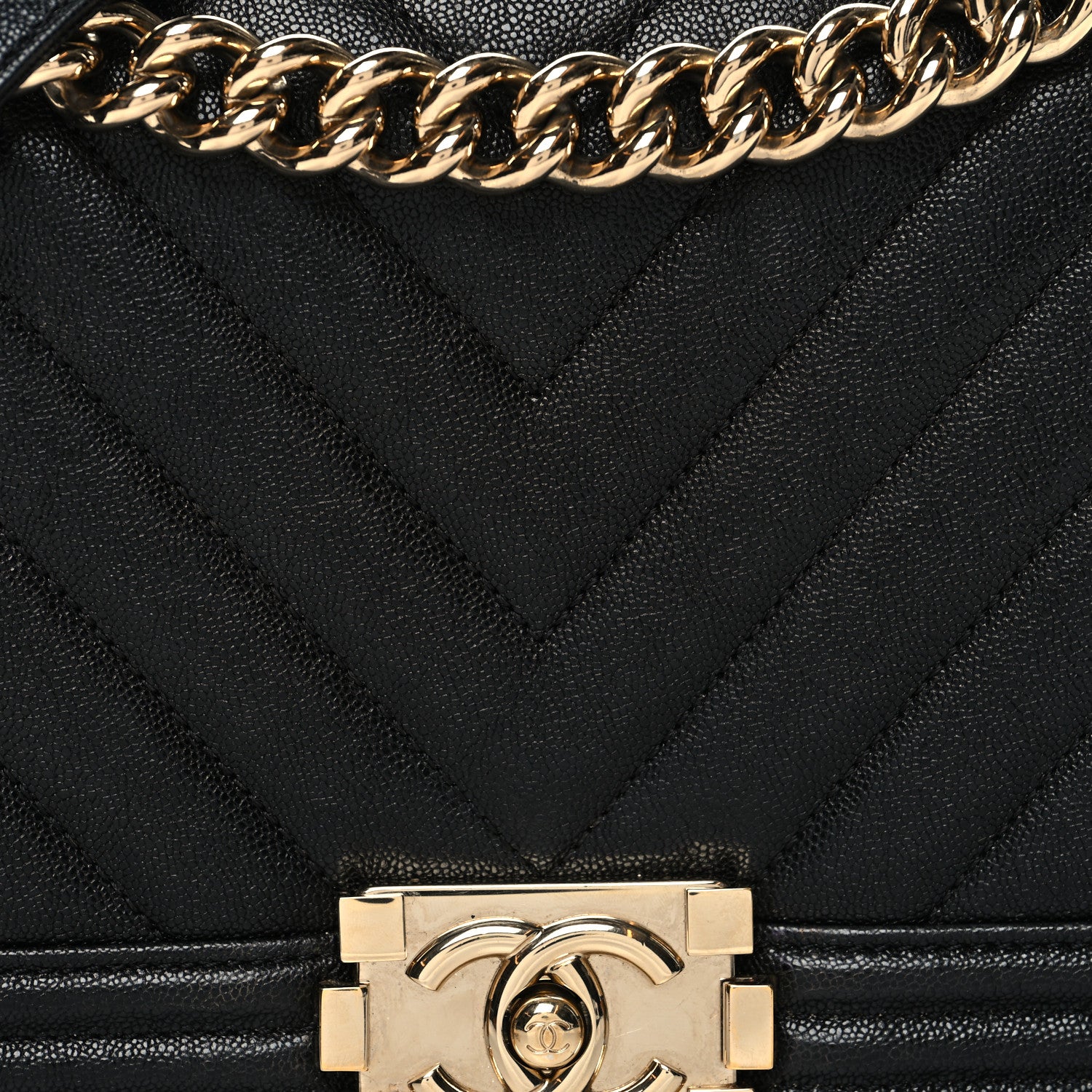 Chanel Caviar Chevron Quilted Medium Boy Flap Black 8 of 11