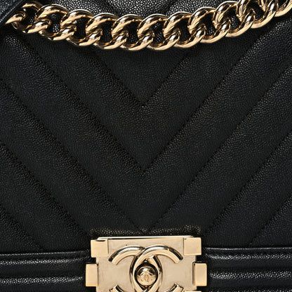 Chanel Caviar Chevron Quilted Medium Boy Flap Black 8 of 11