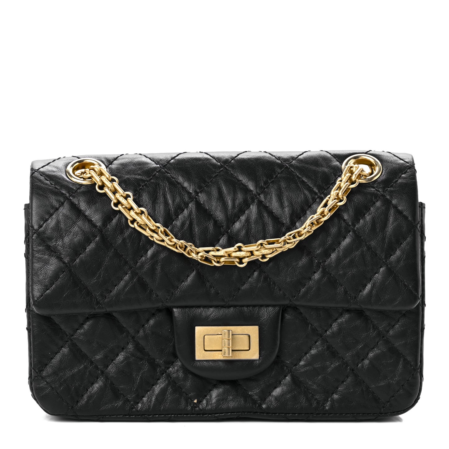 Aged Calfskin Quilted 2.55 Reissue Mini Flap Black