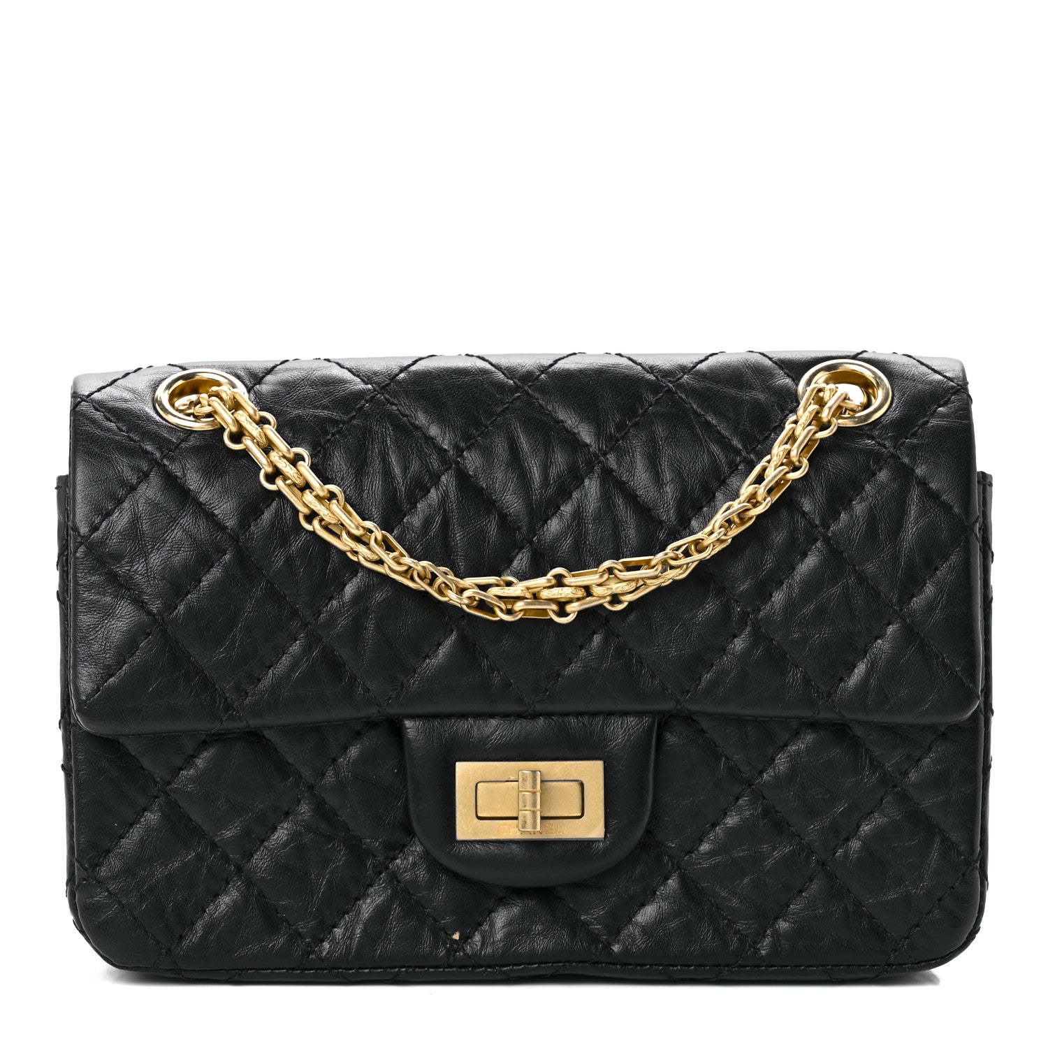 Chanel Aged Calfskin Quilted 2.55 Reissue Mini Flap Black 1 of 13