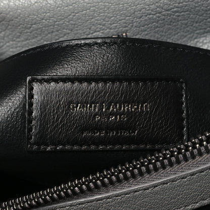 Saint Laurent Sheepskin Matelasse Chevron Monogram Medium College Bag Granite 6 of 8