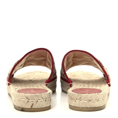Gucci Monogram Matelasse GG Marmont Espadrille 20mm Slide Sandals 37.5 Beige Ebony New Cherry Red 6 of 14