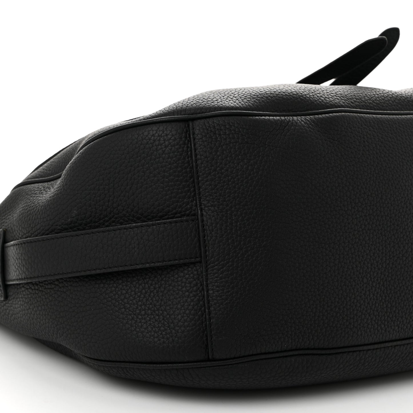 Grained Calfskin Saddle Soft Bag Black